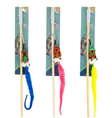 Іграшка дражнилка для котика на паличці "Кольоровий хвостик"