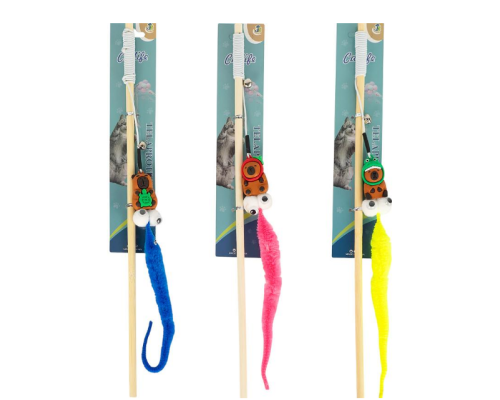 Іграшка дражнилка для котика на паличці "Кольоровий хвостик"