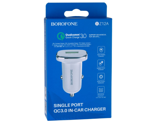 Зарядний пристрій авто BZ12А QC 3.0 USB Borofone