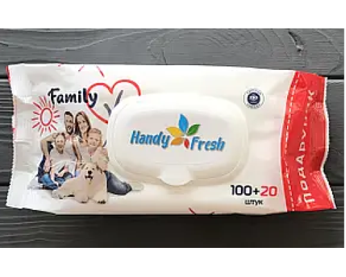 Серветки вологі 100+20 Handy Famili