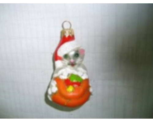 Скляна іграшка 1061 Кіт з мішком