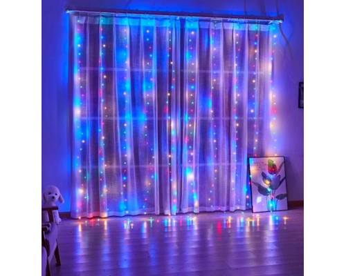 Гірлянда 160 LED 2*2м Штора Струна USB+ДУ Multicolor (8949)