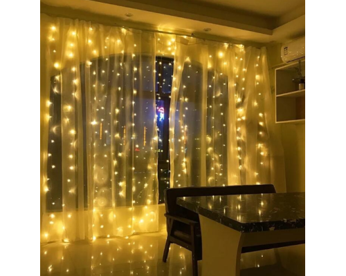 Гірлянда 300 LED 3*3м Штора USB+ДУ Теплий білий (8938)