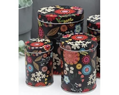 Коробка жестяна Flowers 1 чорна набір 3шт 63-166
