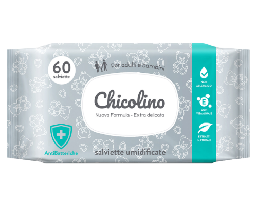 Серветки вологі CHICOLINO для дорослих та дітей Антибактеріальні 60 шт