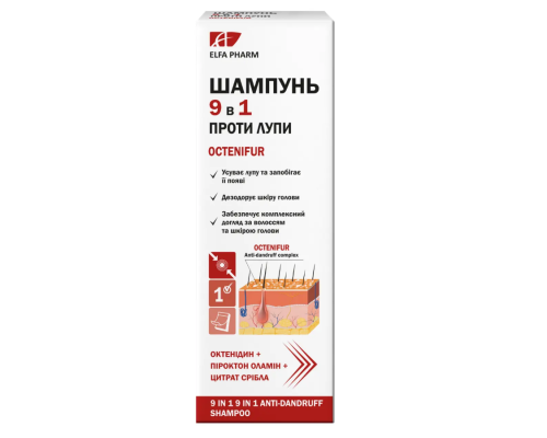 Шампунь проти лупи Elfa Pharm Octenifur 9 в 1, 200 мл Шампунь проти лупи Elfa Pharm Octenifur 9 в 1, 200 мл
