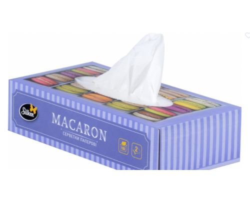 Серветки паперові у коробці TM Silken "MACARON" 2шар 100шт (арт.)