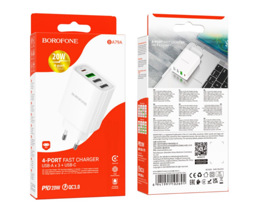 Мережевий Зарядний Пристрій Borofone BA79A Clever PD20W/QC (1C3A) (Бiлий) Мережевий Зарядний Пристрій Borofone BA79A Clever PD20W/QC (1C3A) (Бiлий)