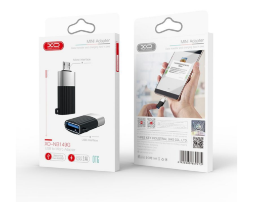 Перехідник XO NB149-G USB2.0 TO MICRO connector (Чорний)