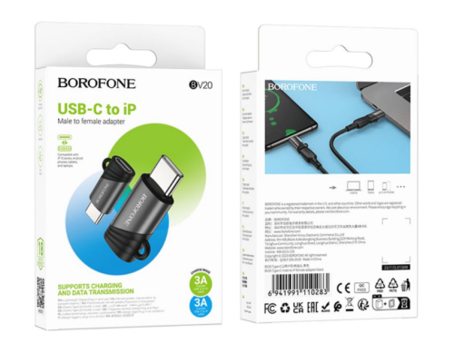Перехідник Borofone BV20 Type-C male to iP female adapter (Чорний) Перехідник Borofone BV20 Type-C male to iP female adapter (Чорний)