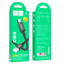 Кабель USB Hoco X91 Micro 2.4A 3m (Чорний)