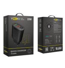 Мережевий зарядний пристрій Yoki Led Series YK-20PD 20W (Чорний)