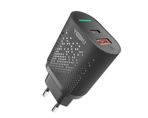Мережевий зарядний пристрій Yoki Led Series YK-20PD+QC 20W (Чорний)