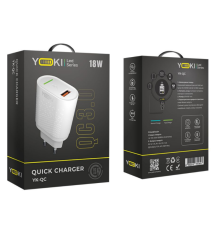 Мережевий Зарядний Пристрій Yoki Led Series YK-QC 3.0 18W (Бiлий)