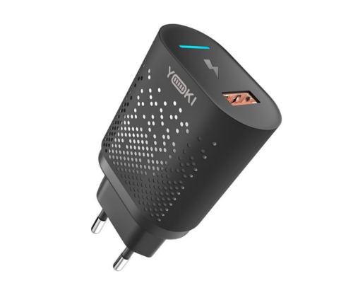 Мережевий Зарядний Пристрій Yoki Led Series YK-QC 3.0 18W (Чорний)