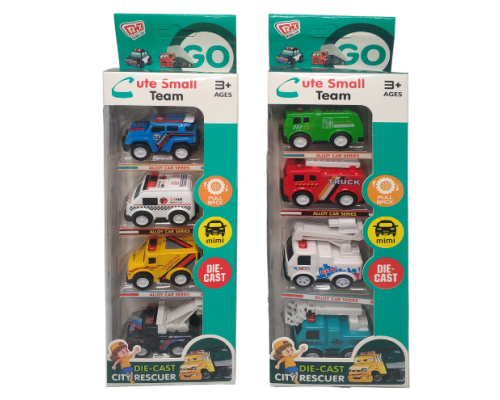 Набір іграшкових машинок JM52252(Blue-Yellow), 4 машинки в наборі, коробка 9,1*4,2*26,8см