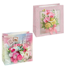 Пакет кольоровий квадрат "МІКС" 24*24*10 см