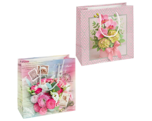 Пакет кольоровий квадрат "МІКС" 24*24*10 см