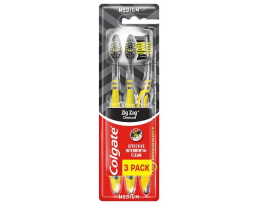 Colgate зубна щітка Зіг Заг Деревне вугілля 2+1