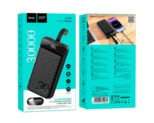 Універсальна мобільна батарея HOCO 30000 J123B Element 22.5W+PD20W Black