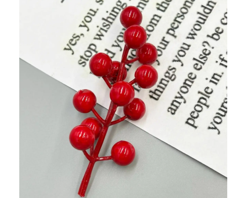 Декоративна гілочка З ягідками 11,5*1,4cм Червоний №6