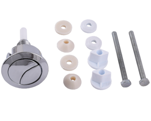 Комплект арматури для зливного бачка з боковою подачею води 1/2″ та двома режимами зливу АБк2-01