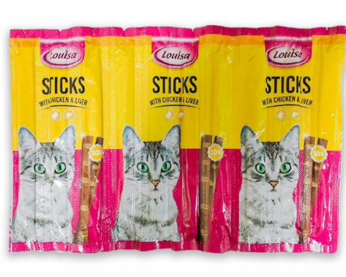 Палички Louisa (Курка+Печінка) Жовті - для котів, 1шт (10)