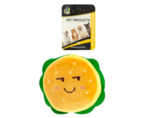 Іграшка плюшева "Бургер" для домашніх тваринок з пищалкою 696