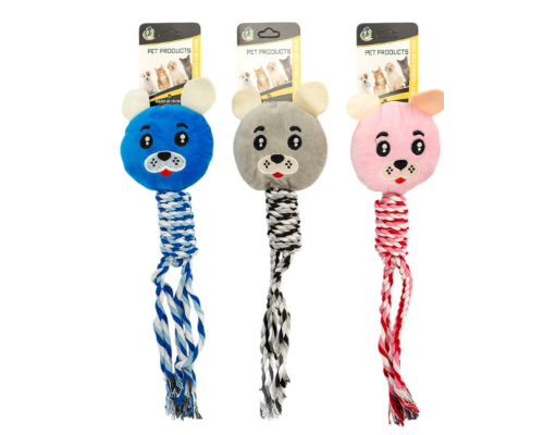 Іграшка плюшева з канатом та пищалкою для домашніх тварин QC-6504/692
