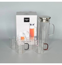 Набір "Міднайт" із боросилікатного скла ( глечик- 1,2 л/чашки 4 шт-250 мл)