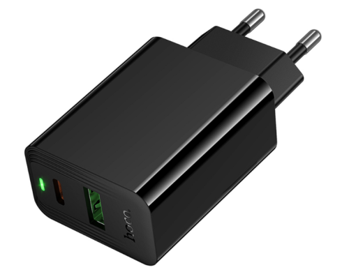 Мережевий зарядний пристрій Hoco CS95A 1USB/1USB-C QC/PD 30W (Чорний)