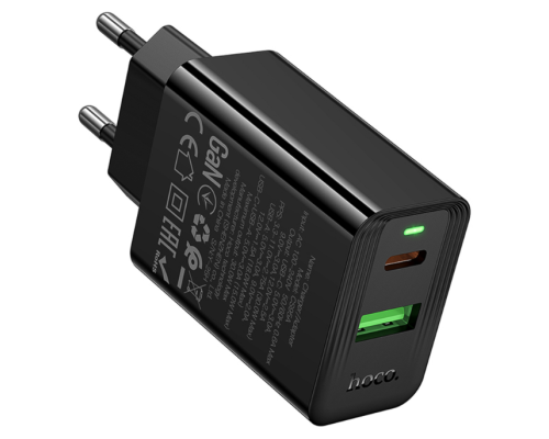 Мережевий зарядний пристрій Hoco CS95A 1USB/1USB-C QC/PD 30W (Чорний)