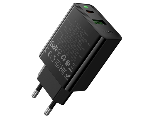 Мережевий зарядний пристрій Hoco CS95A 1USB/1USB-C QC/PD 30W (Чорний)