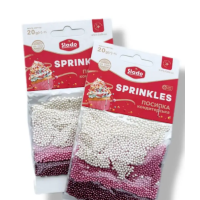 Посипка в стіках кульки перламутрові біло-рожеві 20г (3 стіки)