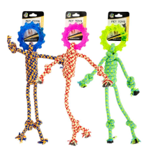 Іграшка для домашніх тварин-Канатний чоловічок з гумовим кільцем 647