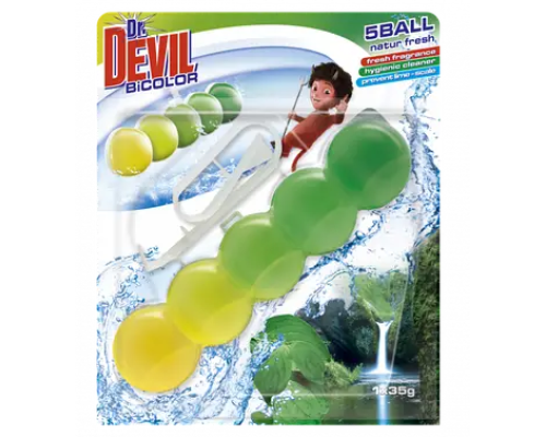 Туалетні гелеві кульки Dr.Devil BiCOLOR WC 5Ball "Природна свіжість" арт.6445