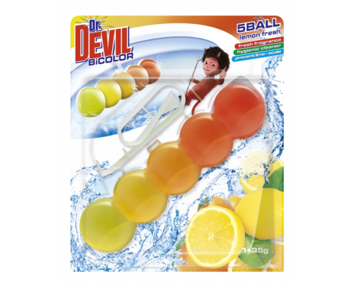 Туалетні гелеві кульки Dr.Devil BiCOLOR Lemon 5Ball лимонна свіжість арт.6446