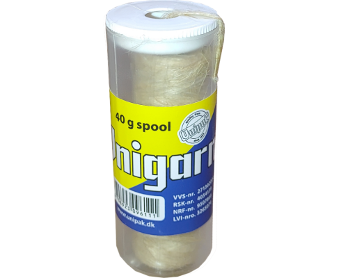 Пакля, льон сантехнічний Unigarn 40g UNIPAK (катушка в тубусі)
