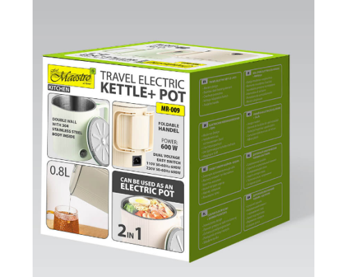 Дорожній електричний чайник + Каструля MR-009-BEIGE
