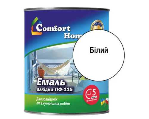 Емаль ПФ 115 Комфорт білий 0.9 кг Емаль ПФ 115 Комфорт білий 0.9 кг