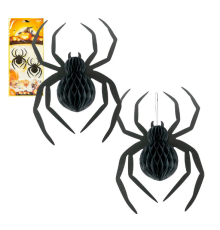Паперовий об'ємний декор "Павук" 2шт. на Halloween 30см