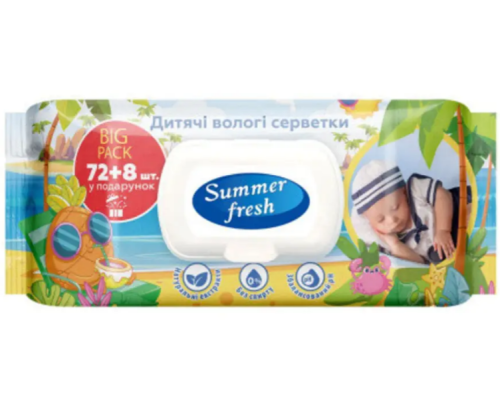 Серветки вологі Summer Fresh дитячі, Super Pack 72 шт