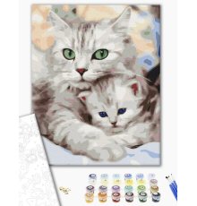 BS52689 Картини за номерами Мама кішка з котеням Класік 40х50