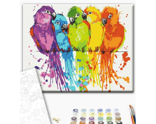 BS28115 Картини за номерами Різнокольорові папуги Класік 40х50