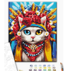 BS53126 Картини за номерами Киця україночка ©Маріанна Пащук Класік 40х50 патріотичні / роялті