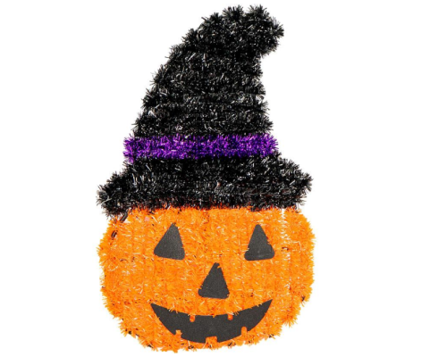 Підвісний декор "Гарбуз у капелюсі" на Halloween 37*22см 943