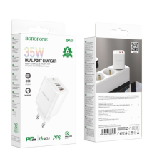 Мережевий Зарядний Пристрій Borofone BN9 Reacher PD/QC 35W (Бiлий)