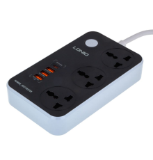 Мережевий Подовжувач LDNIO SC3412 3 ports / PD / 3USB QC 3.0 (Чорно Сірий)