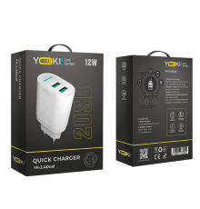 Мережевий Зарядний Пристрій Yoki Led Series YK-2.4Dual 12W (Бiлий)