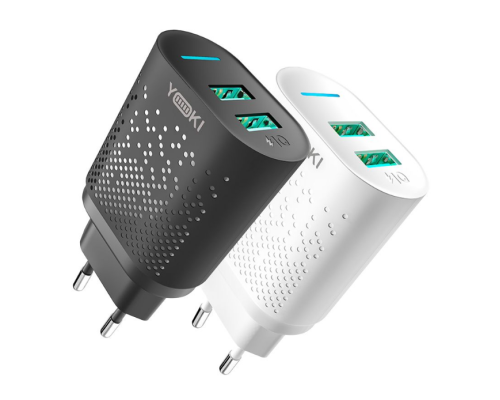 Мережевий Зарядний Пристрій Yoki Led Series YK-2.4Dual 12W (Бiлий)